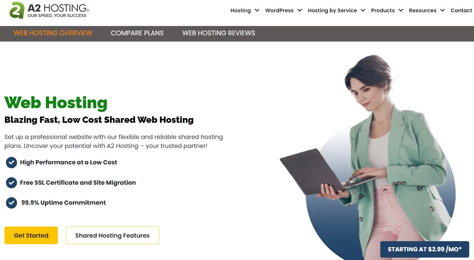 a2 hosting service shared