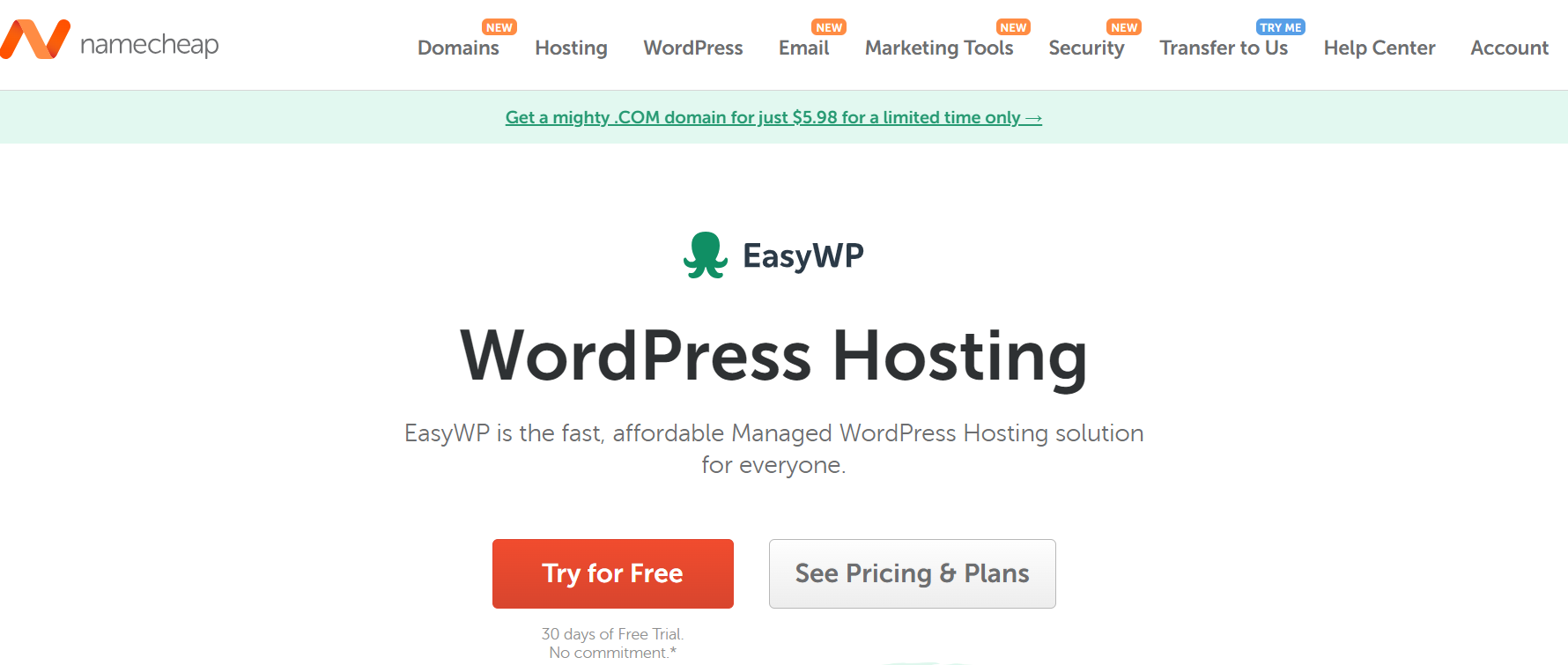 namecheap best wordpress hosting service